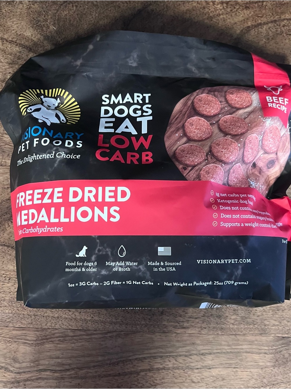 NIB Visionary Pet Foods Beef Freeze Dried Medallions - Low Carb Dog Food